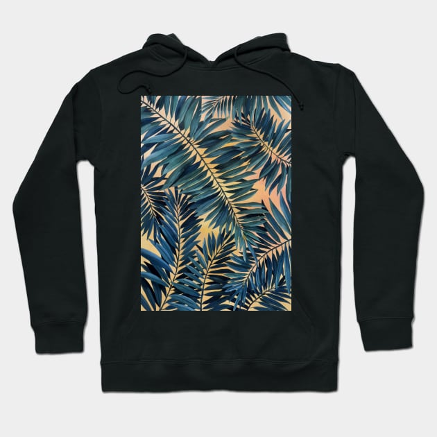 Abstract Palm Leaves 3, Tropical Plant Illustration Hoodie by gusstvaraonica